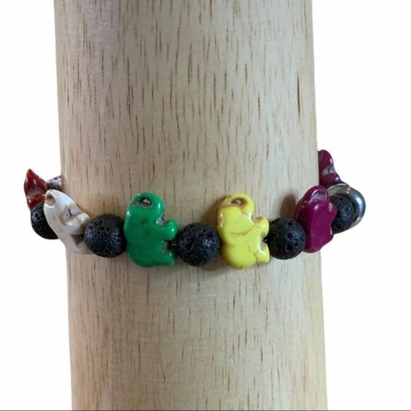 hand crafted stone elephant multi-color stretch bracelet 7.5” not stretched. - Picture 5 of 5